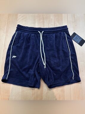NWT Fabletics Island Terry Cloth Shorts Men's Size M Navy Drawstring